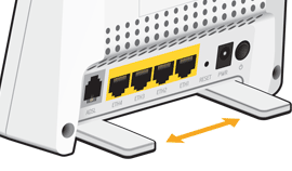 Extend the feet on the bottom of the router and make sure it's steady when you stand it up.