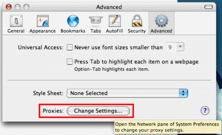 Preferences - Advanced - Change Settings