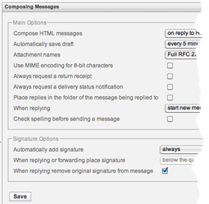 Composing messages options