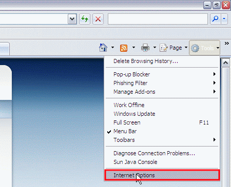 Tools - Internet Options