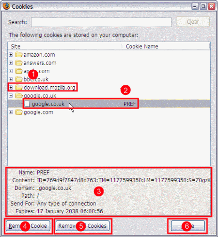 Tools - Options - Privacy - Cookies