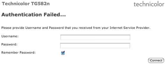 Now you'll need to enter your Broadband Username and password. Click Connect when you've done this.