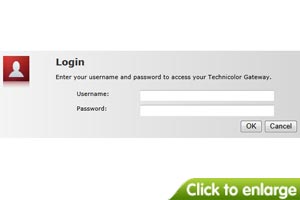 I see a 'Technicolor' login screen.