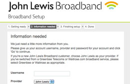 This is the Broadband Setup page, enter the username and password you log into this site with and click Go.