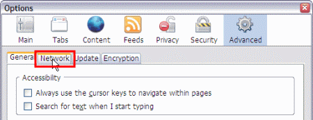 Tools - Options - Advanced - Network