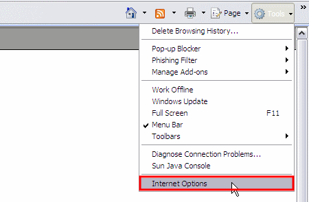 Tools - Internet Options