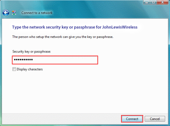 Enter your wireless key.