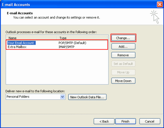 como configurar o id de e-mail aqui no outlook 2003