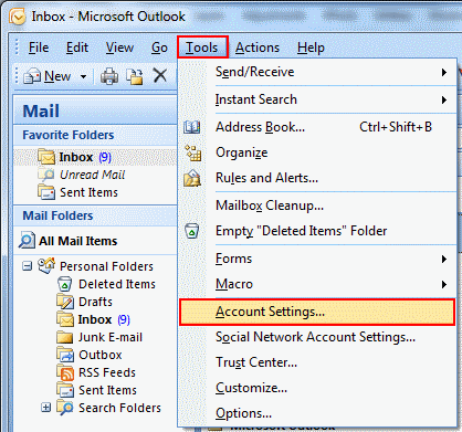 how to change email address in outlook 2007